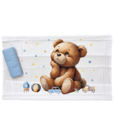 Deksi muslin tetra pelena za bebe Meda Plavi 80x80 cm - 2 komada