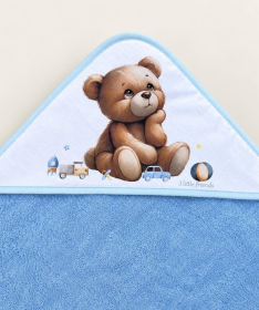 Deksi peškir za bebe sa kapuljačom 100x100cm Meda Plavi