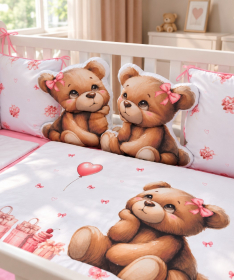 Deksi komplet posteljina za krevetac za bebe Meda Roze