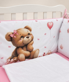 Deksi komplet posteljina za krevetac za bebe Meda Roze