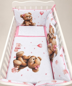 Deksi komplet posteljina za krevetac za bebe Meda Roze