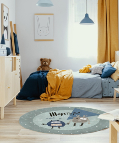 ACHOKA ultra soft 3D prostirka-tepih Funny monsters prečnik 75 cm