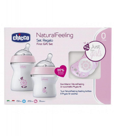 Chicco NaturalFeeling set flašica za devojčice - Roza