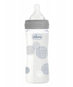 Chicco WB Staklena flašica za bebe 240ml - Siva