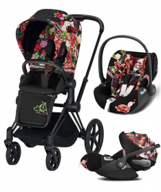 Cybex Priam kolica za bebe + Auto sedište Cloud Z - Spring Blossom Dark&Matt Black