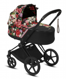Cybex Priam Matt Black kolica za bebe sa nosiljkom Spring Blossom Dark