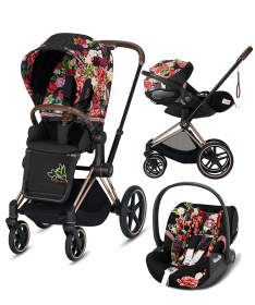 Cybex Priam RoseGold kolica za bebe 2 U 1 sa auto sedištem Cloud Z - Spring Blossom Dark