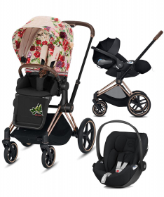 Cybex Priam kolica za bebe Spring Blossom Light&RoseGold + Auto sedište Cloud Z Deep Black