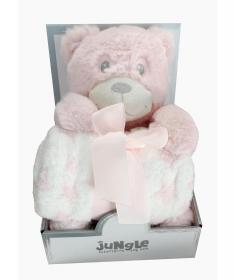 Jungle ćebe za bebe sa plišanom igračkom Roze Meda - 31000236