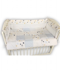 Textil komplet posteljina za krevetac za bebe Zvezdice - plava