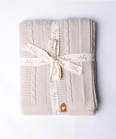 Minky prekrivač za bebe pletenica 110x80 cm Bež - 50009134