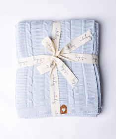 Minky prekrivač za bebe pletenica 110x80 cm Plavi - 50009133