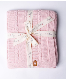 Minky prekrivač za bebe pletenica 110x80 cm Svetlo Roze - 50009135
