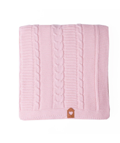 Minky prekrivač za bebe pletenica 110x80 cm Svetlo Roze - 50009135