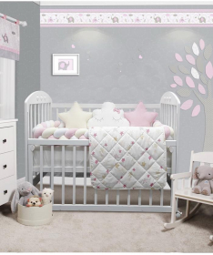 Textil Bambino komplet posteljina za krevetac za bebe Roze