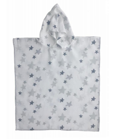 Textil pončo za plažu za bebe Zvezdice 63x70 cm - Siva