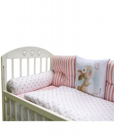 Textil komplet posteljina za krevetac za bebe Piccolino Roza - 120x60 cm