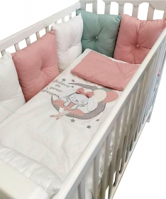 Tri drugara Jastučići komplet posteljine za bebe Roze - 120x60 cm