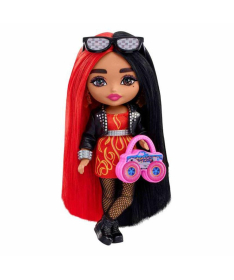 Barbie lutka za decu Extra Minis sa crveno-crnom kosom - 1039109