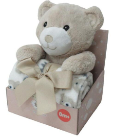 BBO plišani set za bebe igračka i ćebe Bear Beige WL-5337