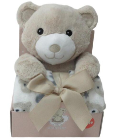 BBO plišani set za bebe igračka i ćebe Bear Beige WL-5337