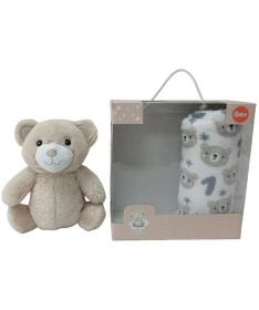 BBO plišani set za bebe igračka i ćebe Beige Bear