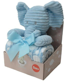 BBO plišani set za bebe igračka i ćebe Blue Elephant WL-5337