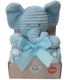 BBO plišani set za bebe igračka i ćebe Blue Elephant WL-5337