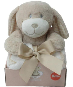BBO plišani set za bebe igračka i ćebe Dog Beige WL-5337
