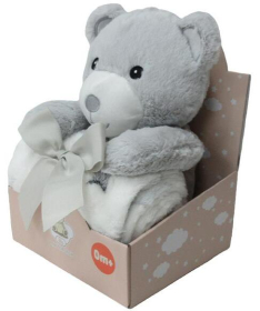 BBO plišani set za bebe igračka i ćebe Grey Bear WL-5337
