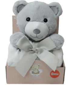 BBO plišani set za bebe igračka i ćebe Grey Bear WL-5337