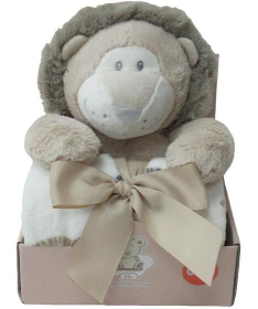BBO plišani set za bebe igračka i ćebe Lion Beige WL-5337