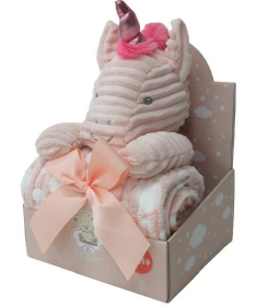 BBO plišani set za bebe igračka i ćebe Pink Unicorn WL-5337