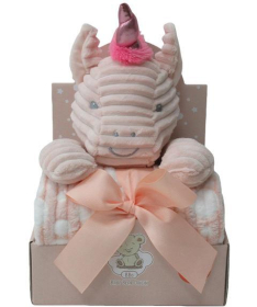 BBO plišani set za bebe igračka i ćebe Pink Unicorn WL-5337