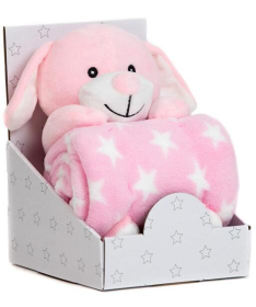 BBO set za bebe ćebe sa igračkom – Pink Dog