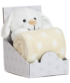 BBO set za bebe ćebe sa igračkom – White Dog
