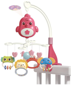 Bibi-irn Muzička vrteška projektor za krevetac Životinje roze