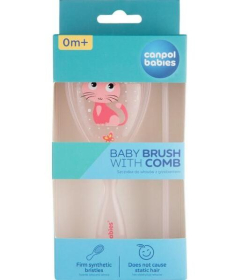 Canpol Babies četka i česalj za bebe 2/419 cute Animals Pink
