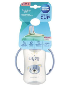 Canpol Babies flašica/šolja sa kljunom i ručkama 320ml Happy Animals 56/512 Blue