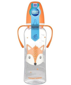 Canpol Babies flašica za bebe sa ručkama Cute Animals 250 ml Orange - 11/845