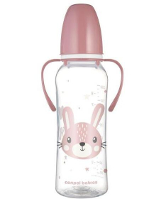 Canpol Babies flašica za bebe sa ručkama Cute Animals 250 ml Pink - 11/845