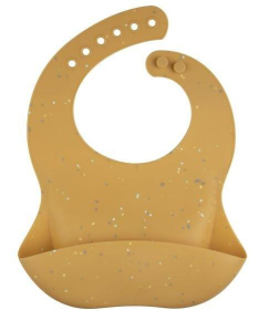 Canpol Babies silikonska portikla za bebe sa džepom Dots 51/029 yellow
