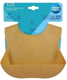 Canpol Babies silikonska portikla za bebe sa džepom Dots 51/029 yellow