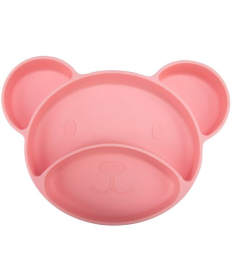 CANPOL BABIES silikonski tanjir sa pregradama bear pink 51/401_pin