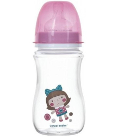 Canpol Babies flašica 240 ml široki vrat antikolik - easy start - toys pink doll