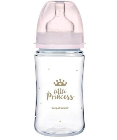 Canpol Babies flašica 240 ml široki vrat pp - royal baby 35/234 pink
