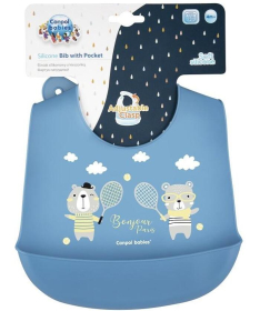Canpol Babies silikonska portikla sa džepom bonjour paris navy blue 74/027