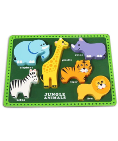Drveni edukativni set za decu 3D umetaljka Jungle Animals - 12842