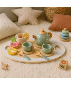 Drveni set za čaj igračka za decu 14 delova