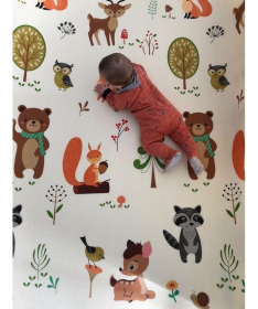 Duck&Bear premijum sklopiva podloga za bebe Životinje i Medvedići u šumi 149x179x1 cm